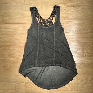 black swan crochet racer back tank top Extra Small Charcoal Gray Color